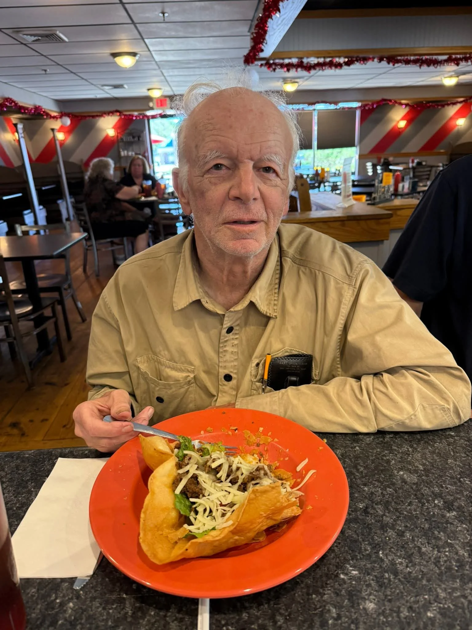 Delicious Mexican taco salad in a crispy shell