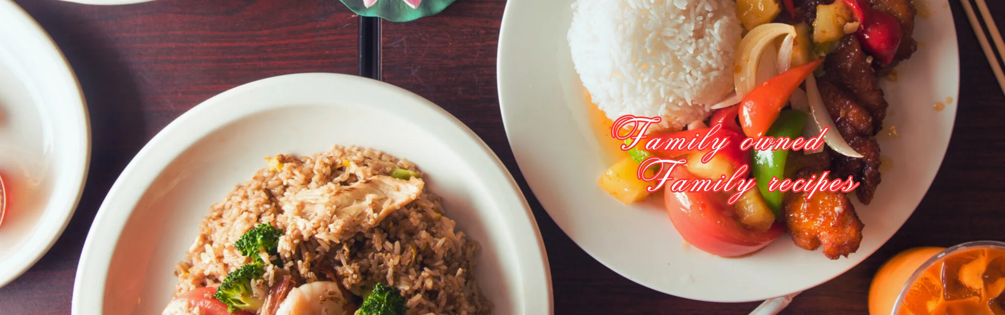 Chinese fried rice and sweet and sour chicken platter