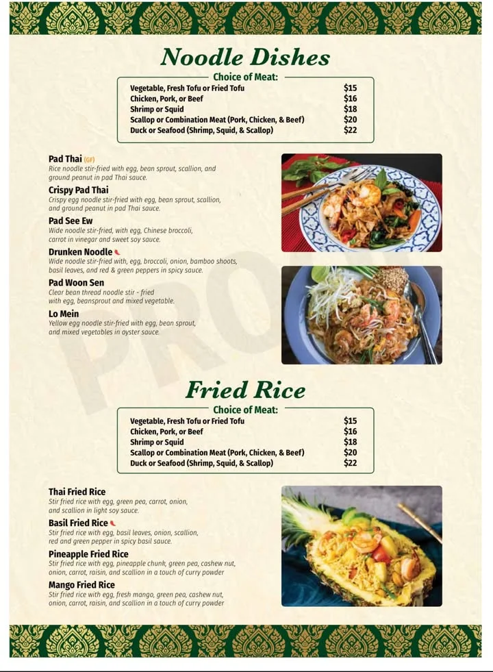 Authentic Thai pad thai with shrimp and vegetables