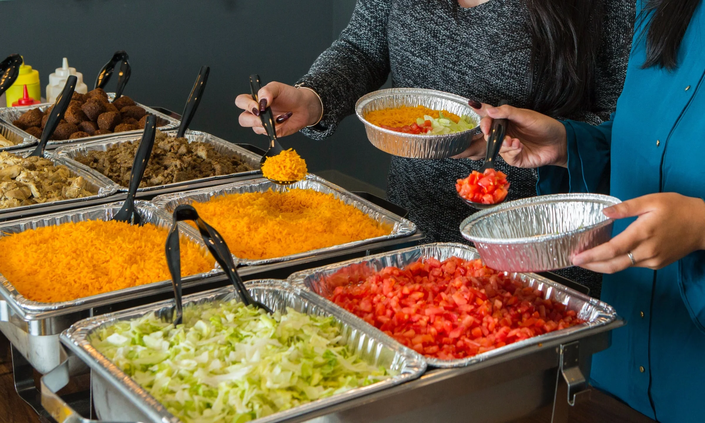 A delicious spread of Meditteranean food