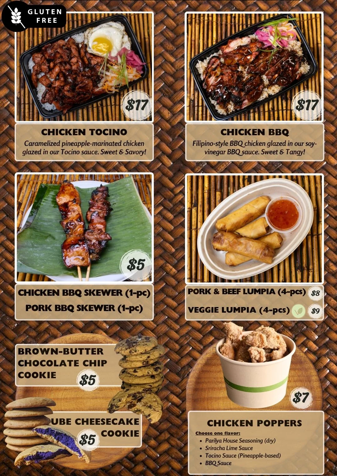 Festive menu showcasing a variety of delicious dishes and drinks.