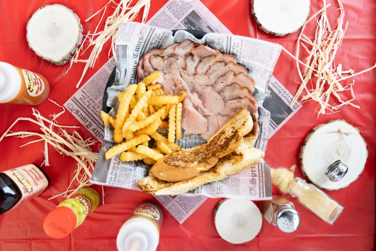 Smoked brisket platter with crinkle fries