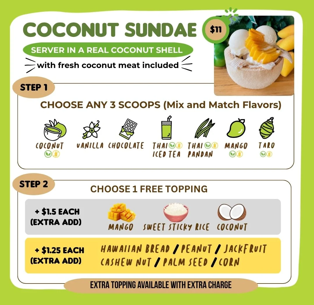 Coconut sundae served in a real coconut shell
