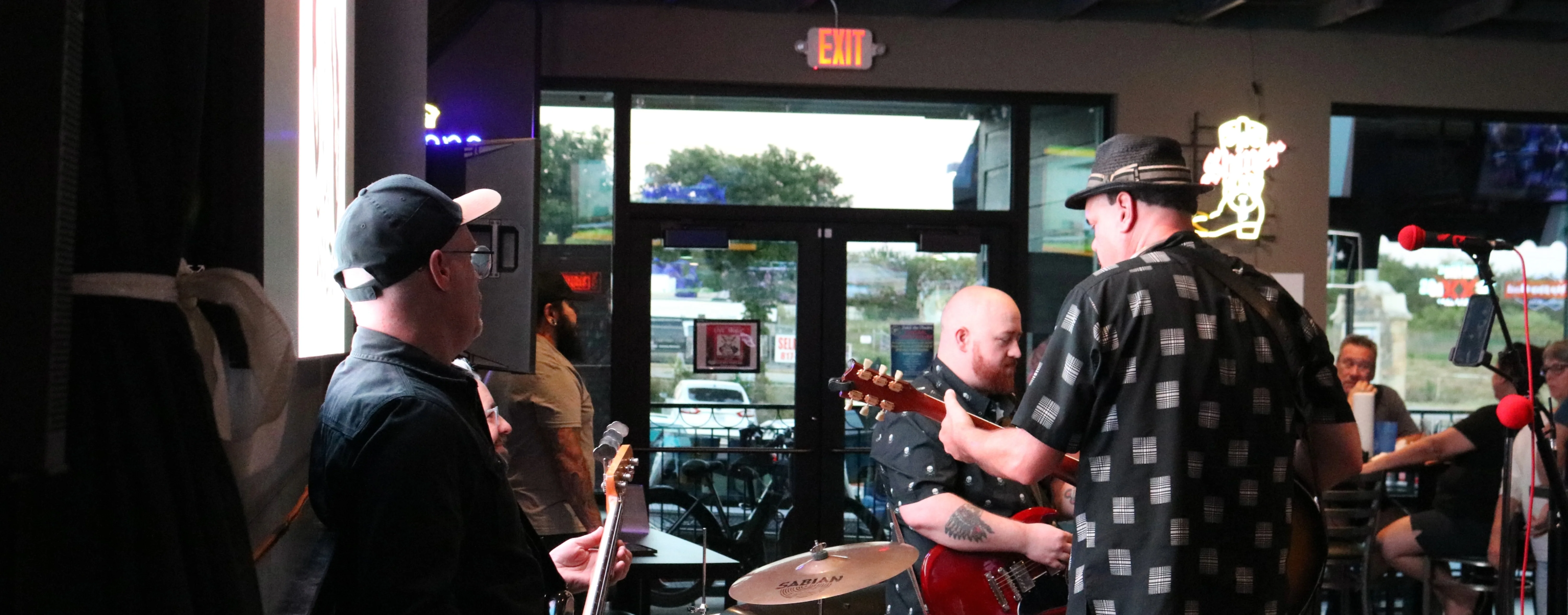 Live band performing in a vibrant restaurant setting