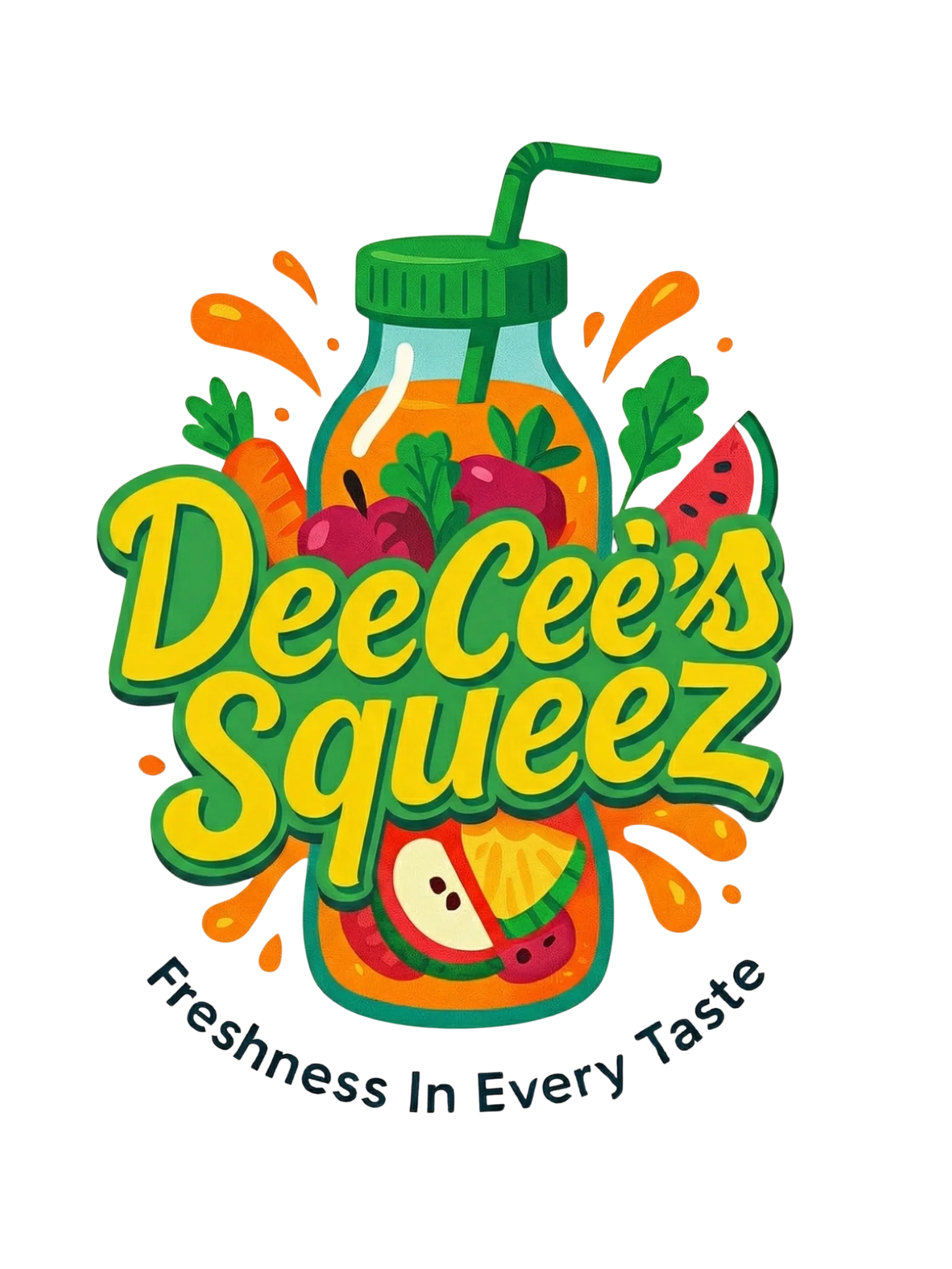Colorful juice logo representing freshness and healthy drinks