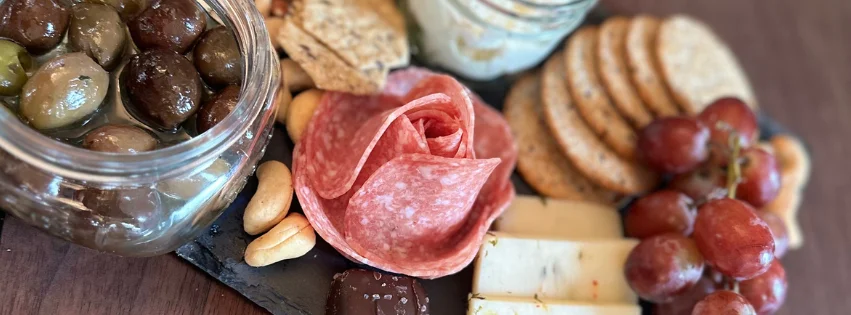 Charcuterie board with assorted meats and cheeses