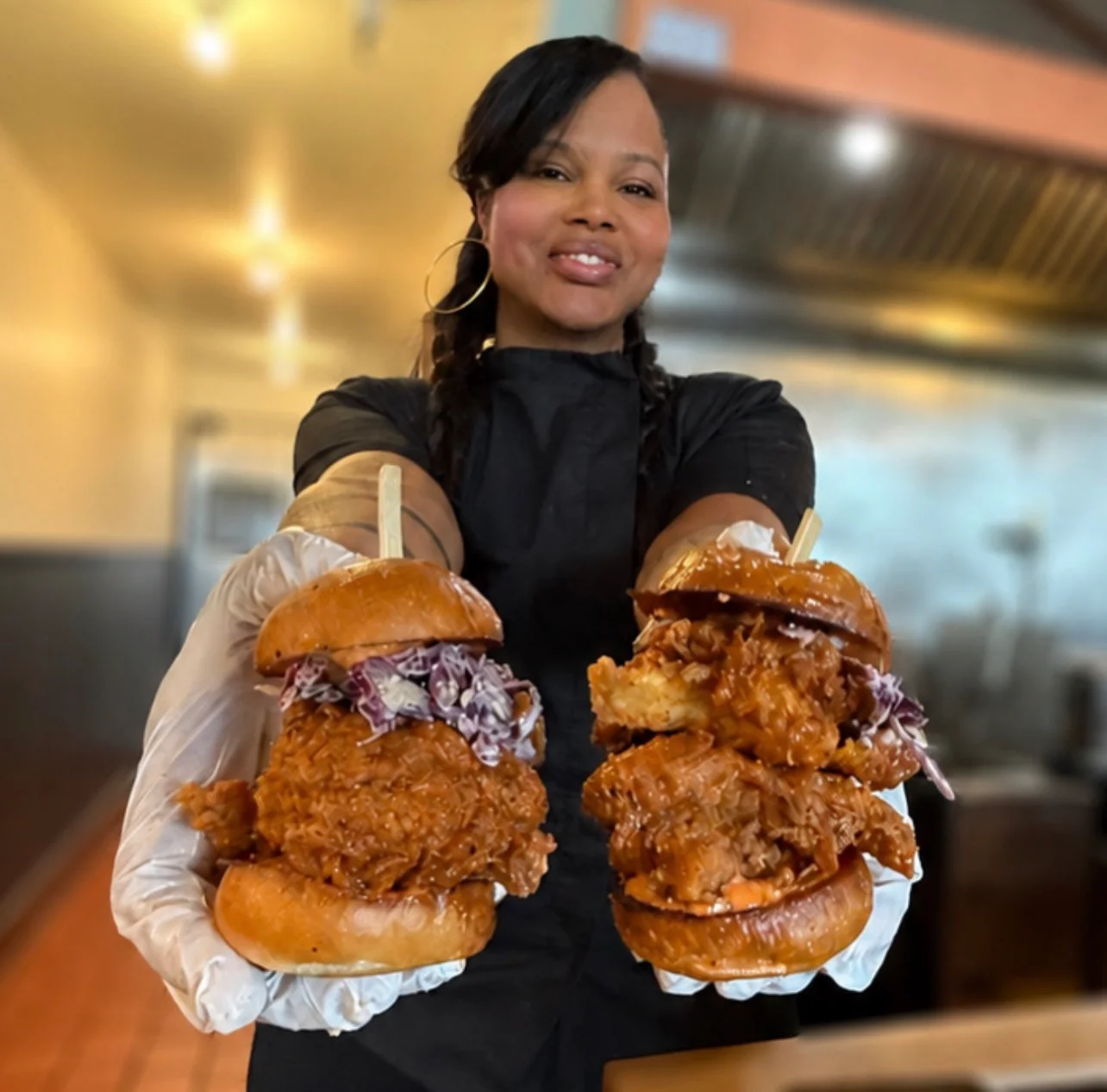 Delicious Southern fried chicken sandwiches with coleslaw