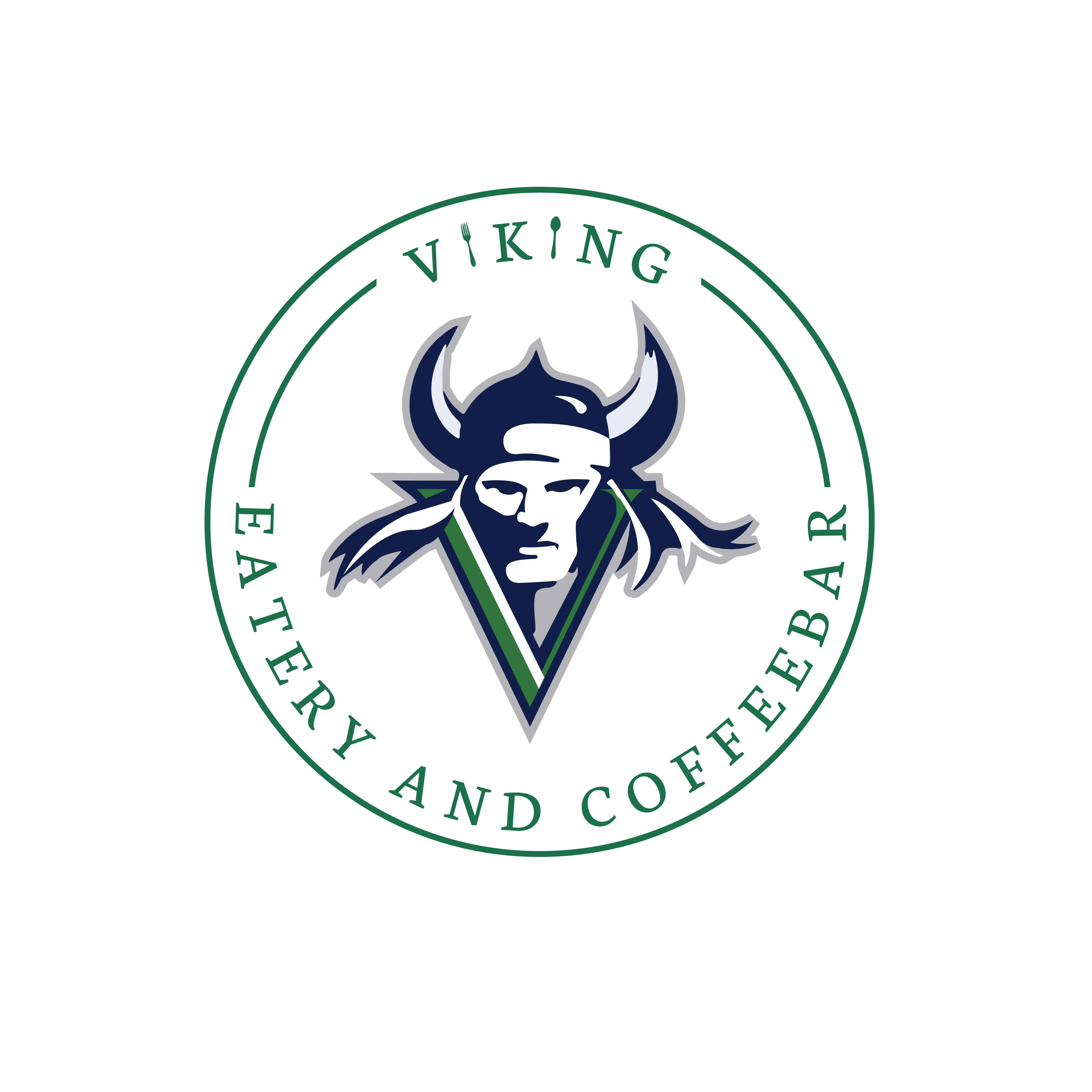 Viking-themed logo for eatery and coffee bar