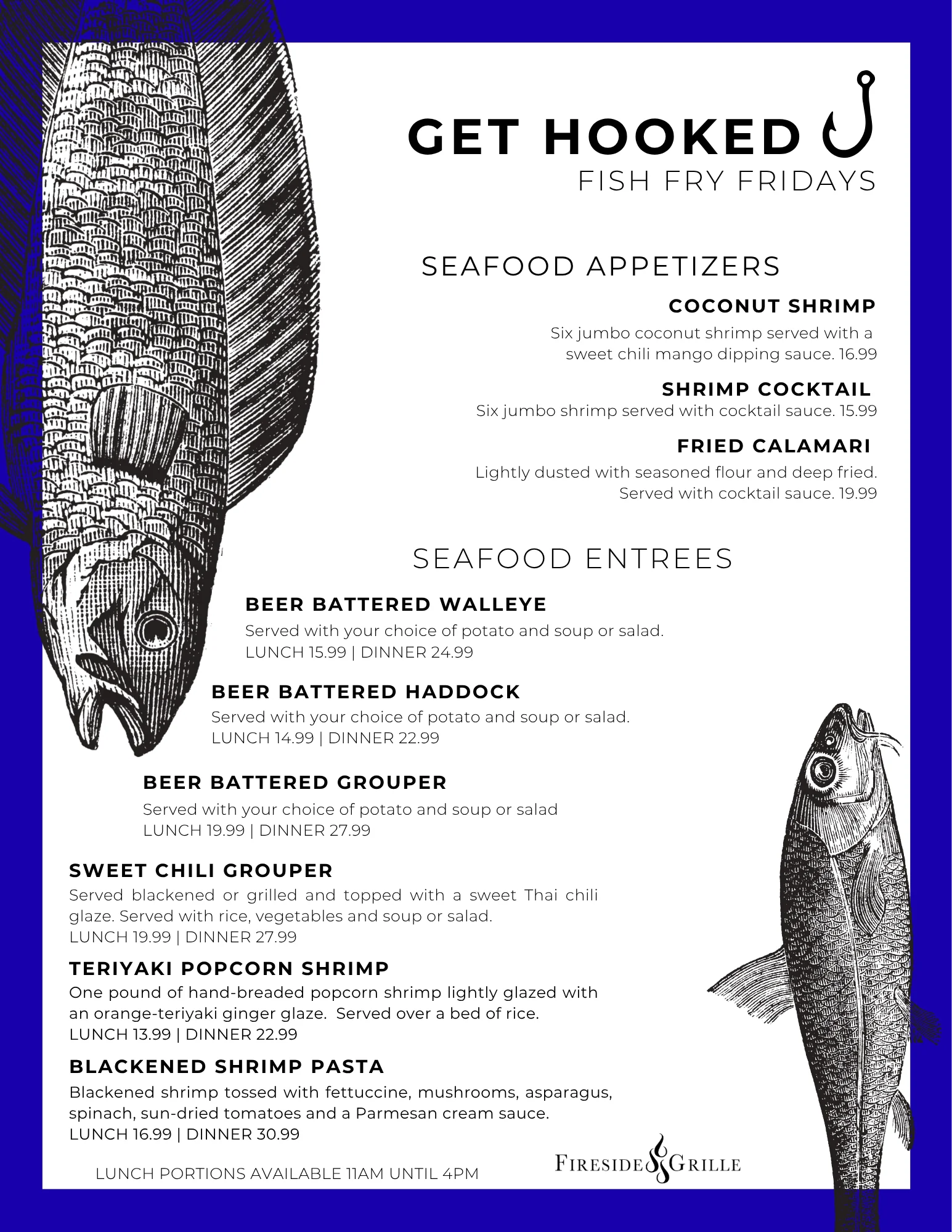 Logo of Get Hooked restaurant featuring a fish design.