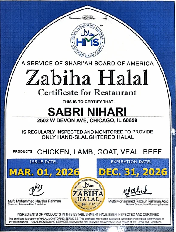 Certificate of achievement for a restaurant, showcasing excellence.