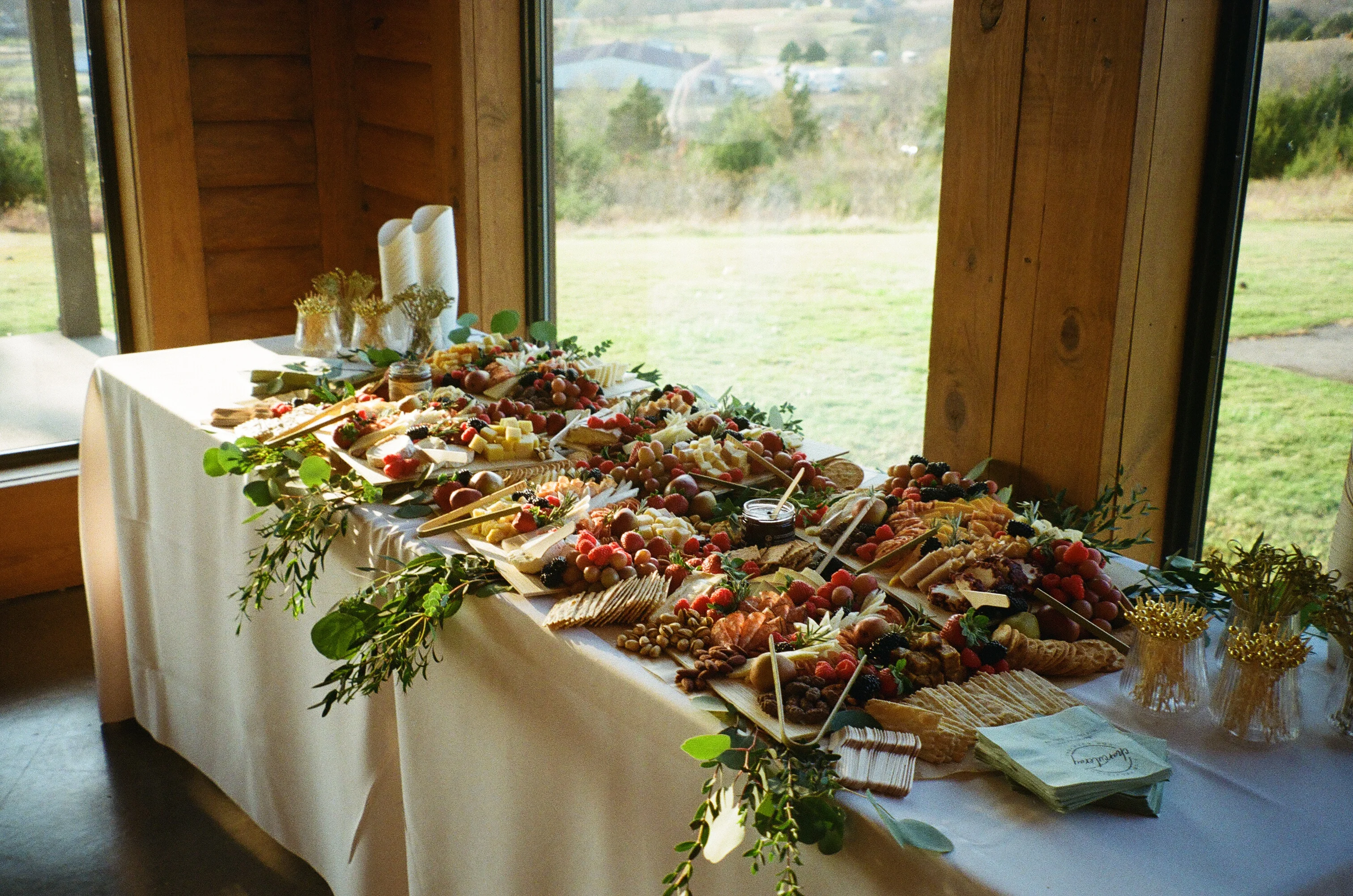 A beautiful cheese & charcuterie spread for a wedding! 