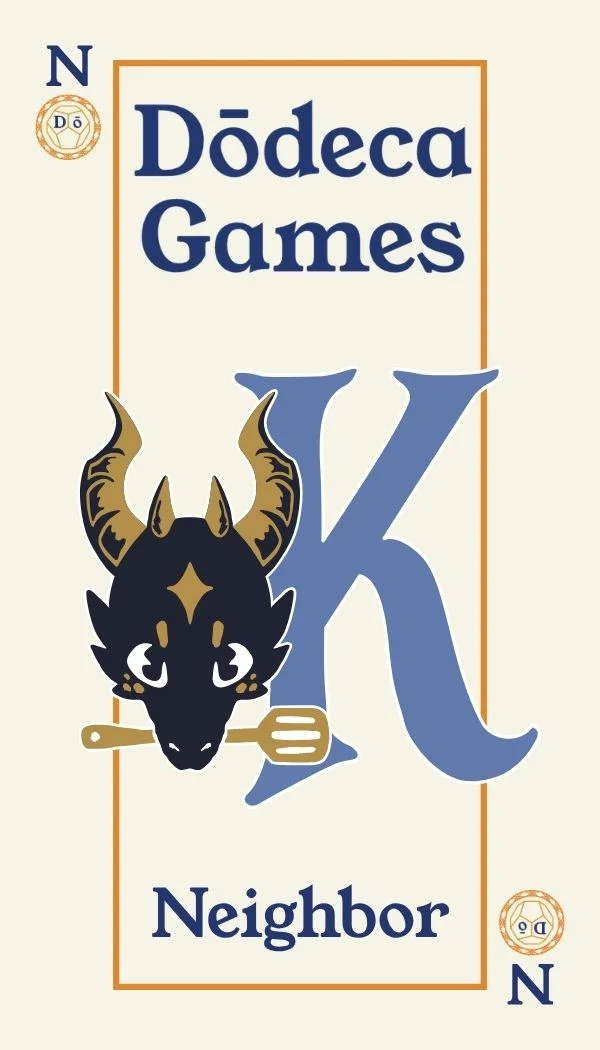 Dōdeca Games logo featuring a playful dragon and kitchen utensil