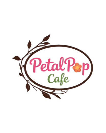Logo of PetalPop Cafe featuring floral design and vibrant colors