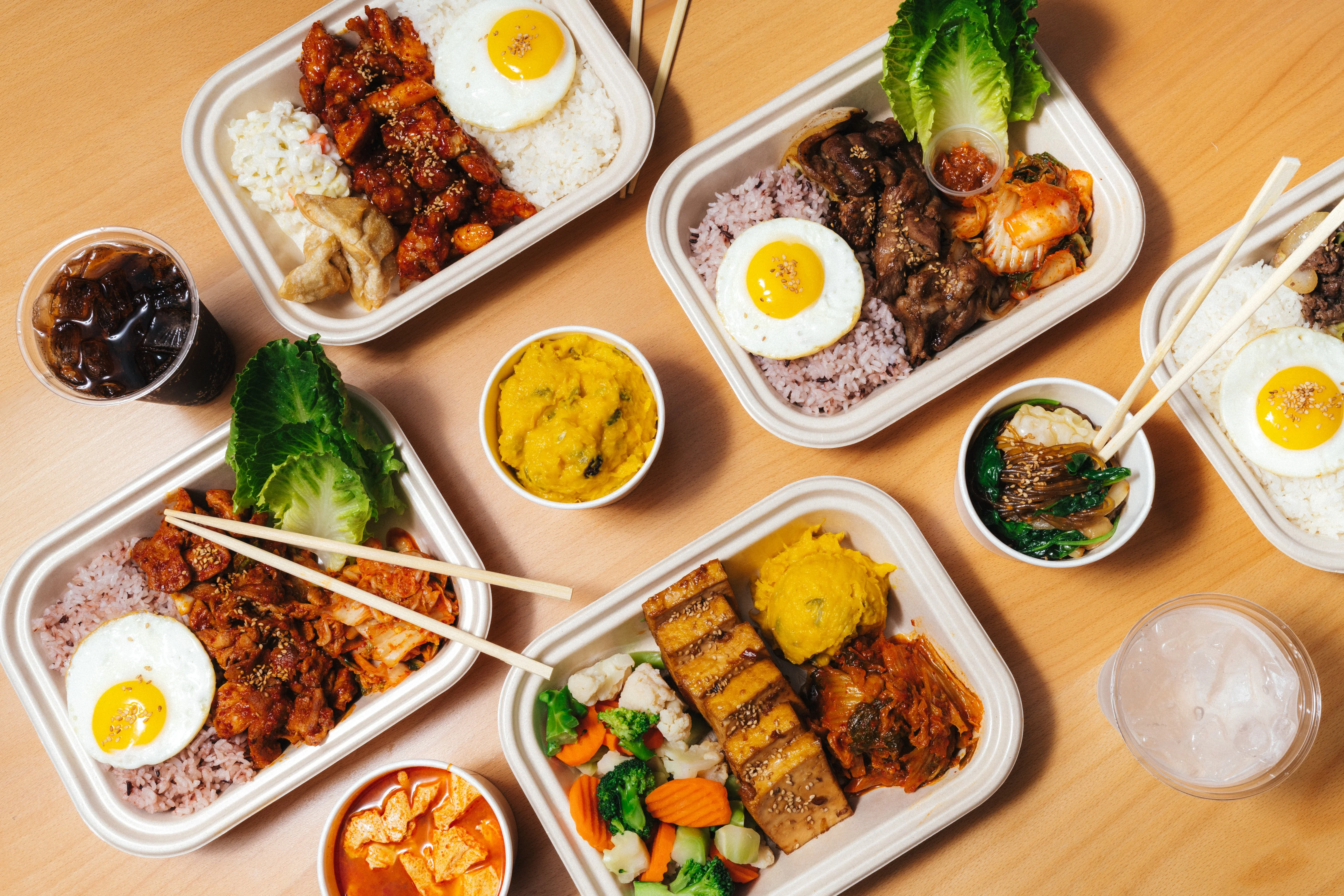Korean bibimbap with assorted vegetables and egg
