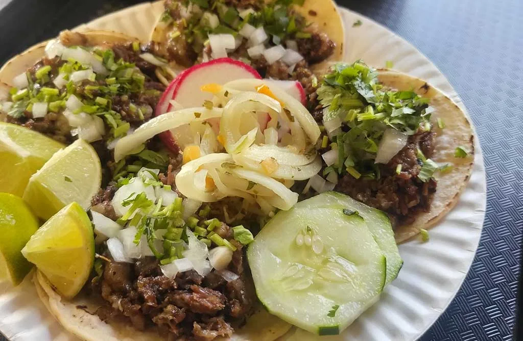 Authentic Mexican street tacos with beef and fresh toppings