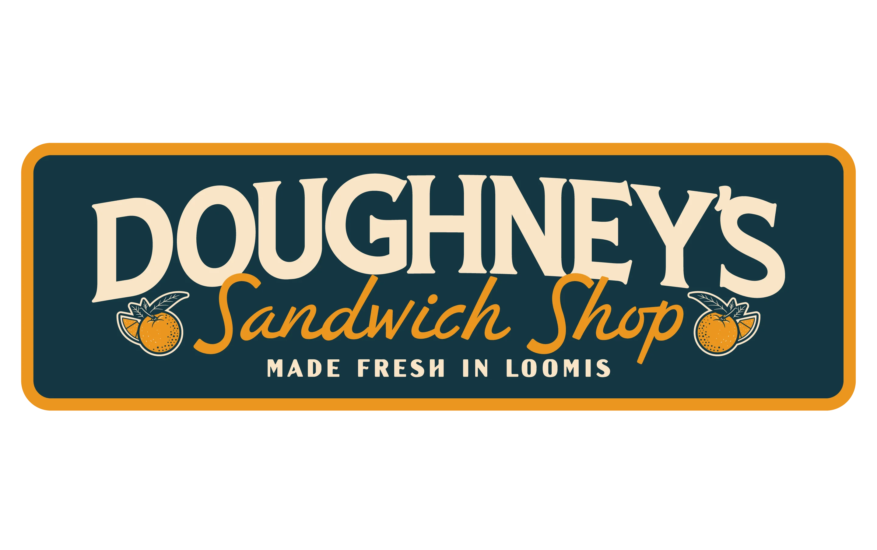Doughney's Sandwich Shop logo featuring fresh ingredients