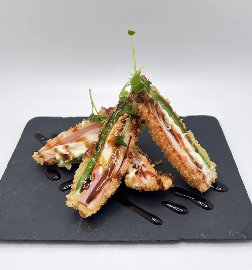 Crispy Japanese katsu sandwich with sauce