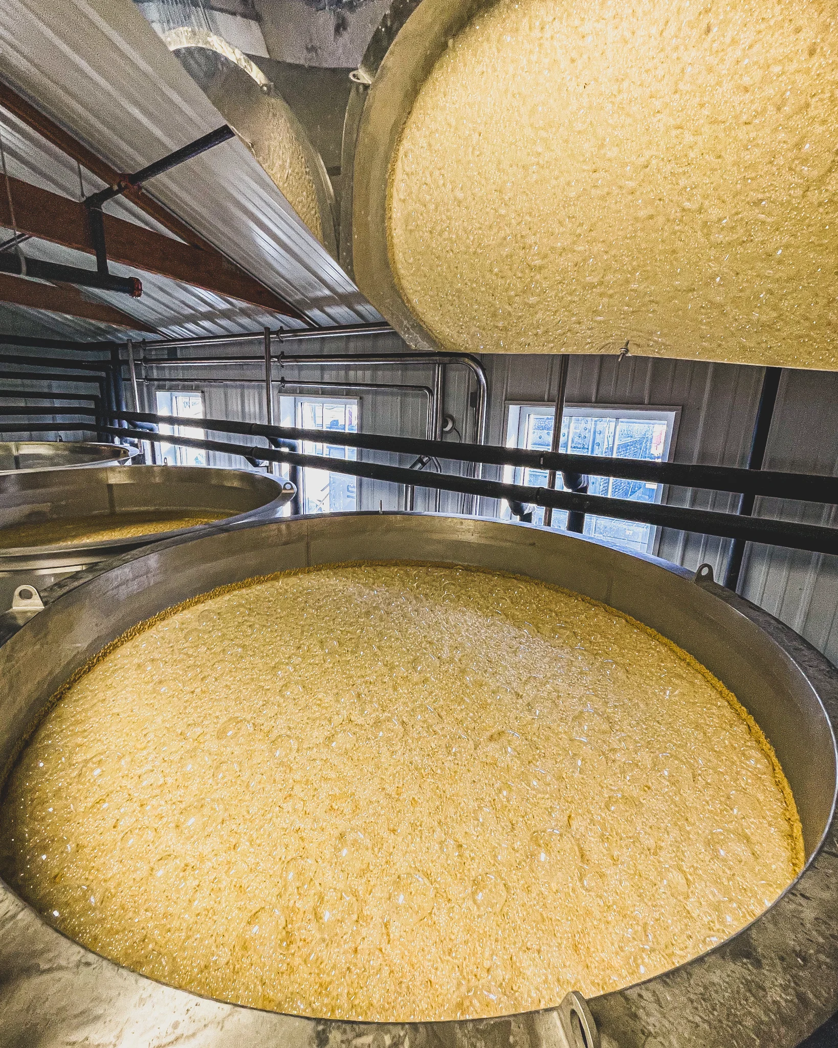 A close-up image of the fermentation tanks