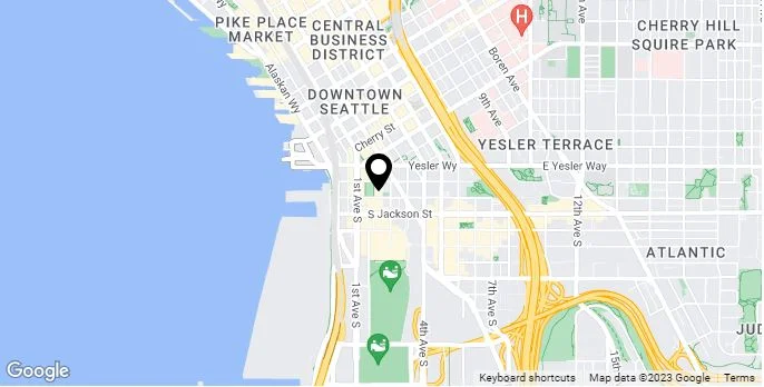 Map of downtown Seattle highlighting key locations