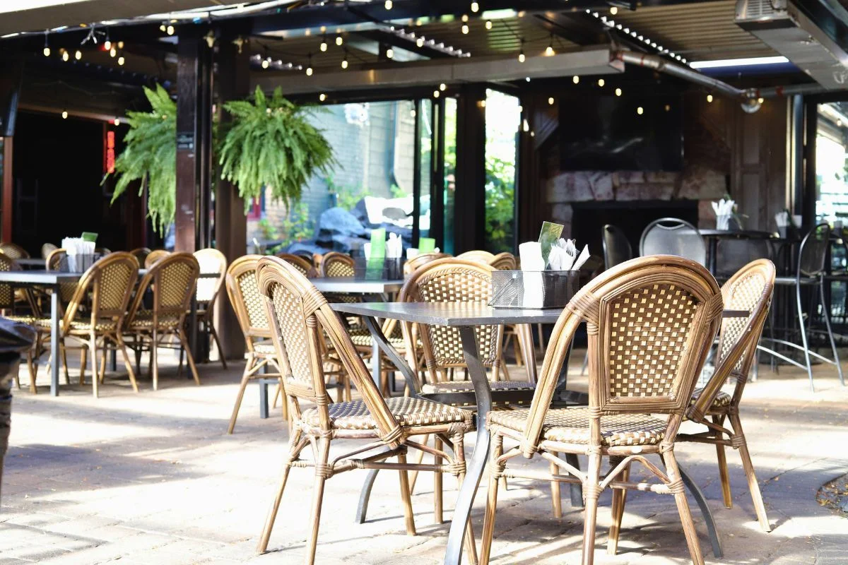 Sunny patio seating area