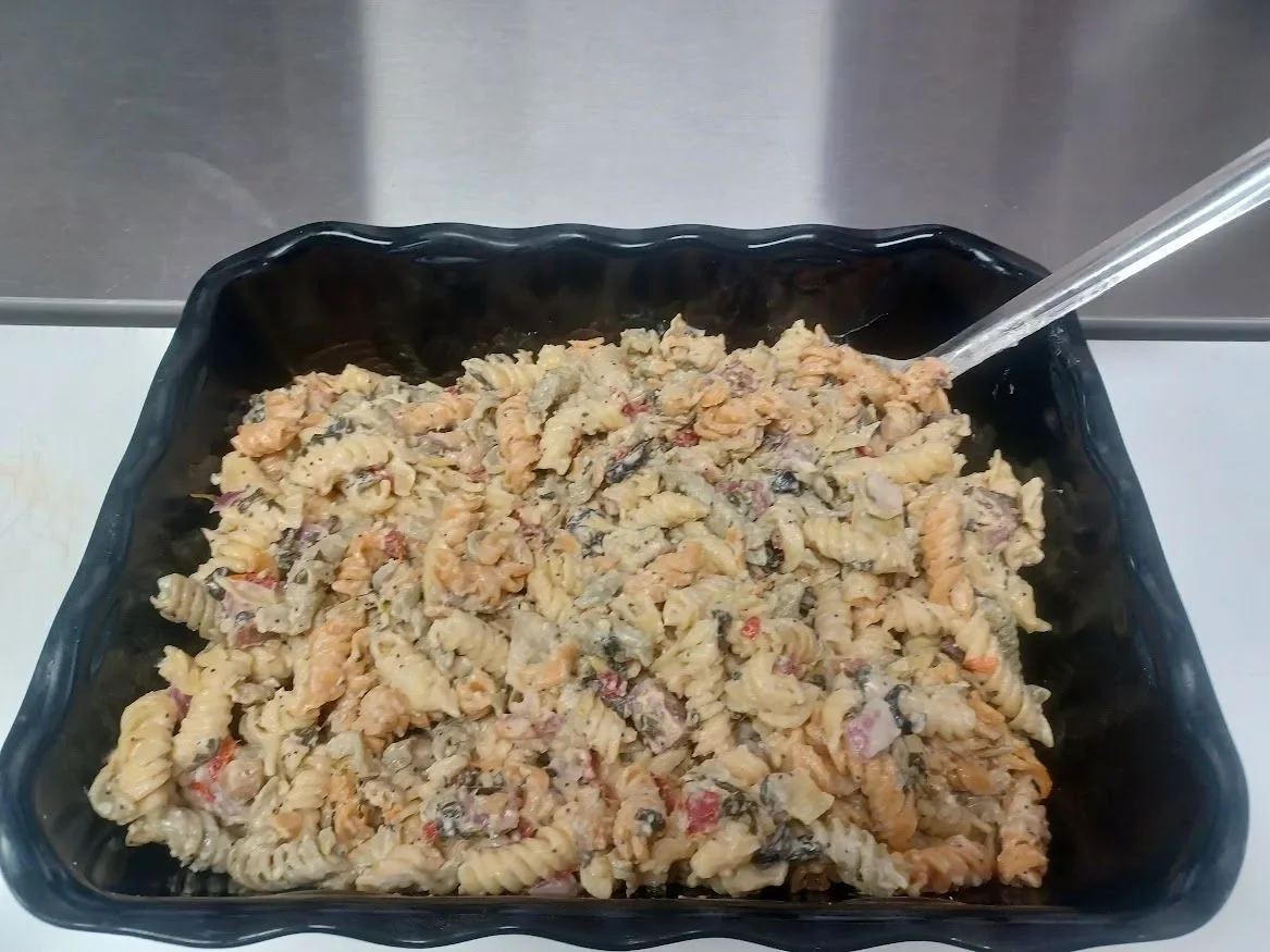 Creamy Italian pasta salad with rotini and vegetables