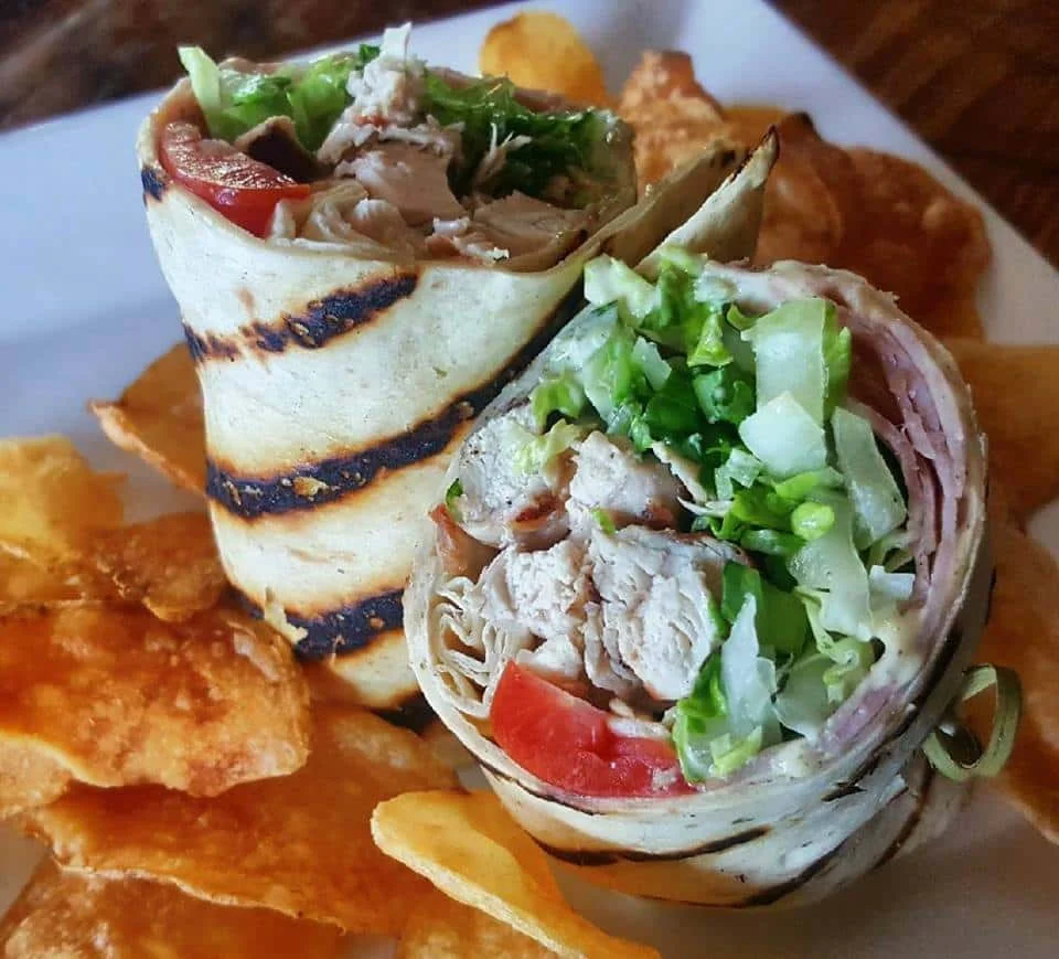 Grilled chicken wrap with fresh vegetables