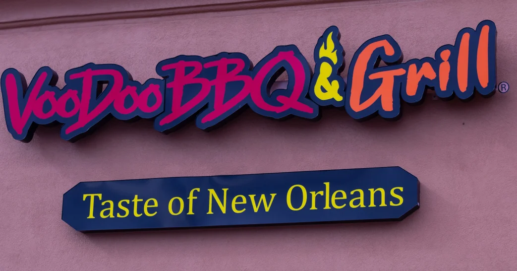 Voodoo BBQ & Grill sign showcasing New Orleans cuisine