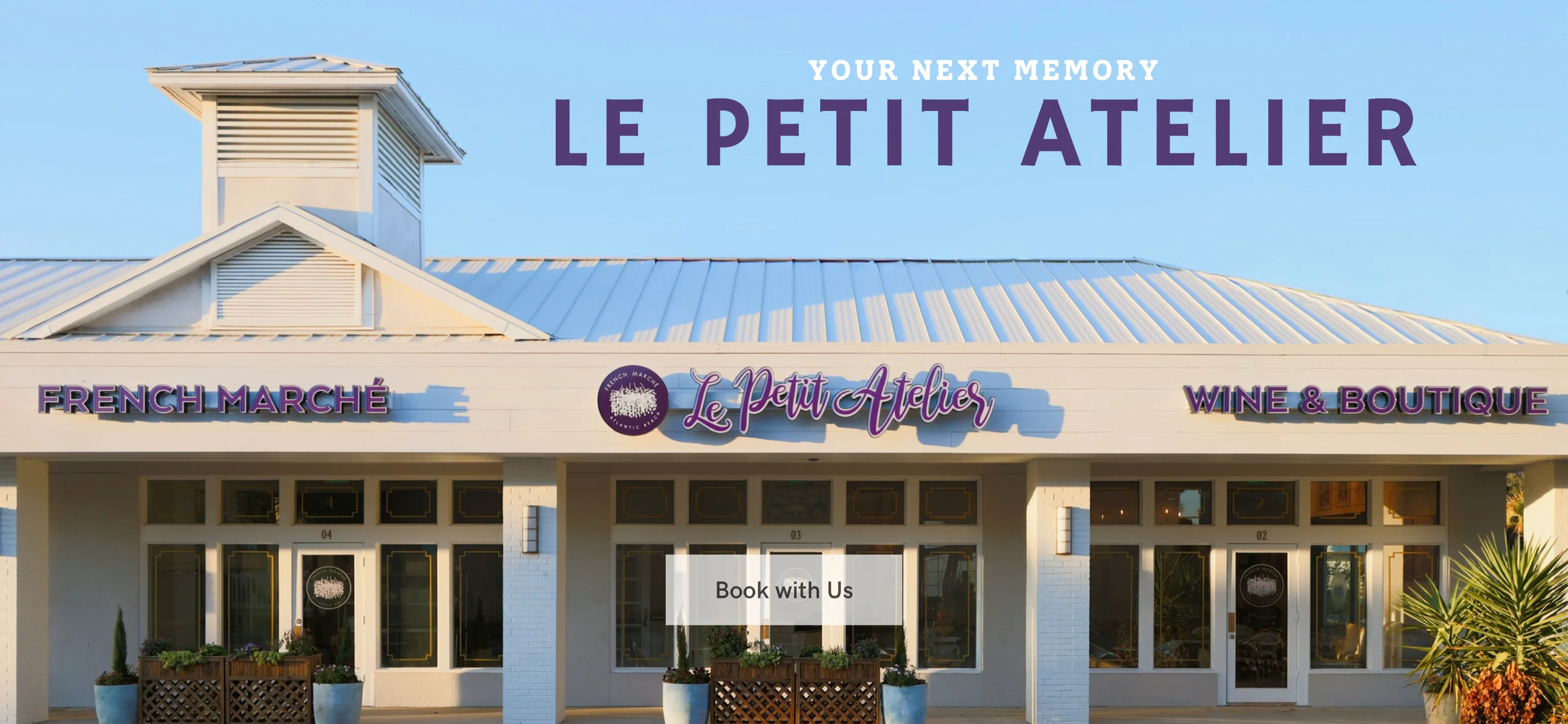 French-inspired wine boutique storefront with distinctive restaurant signage