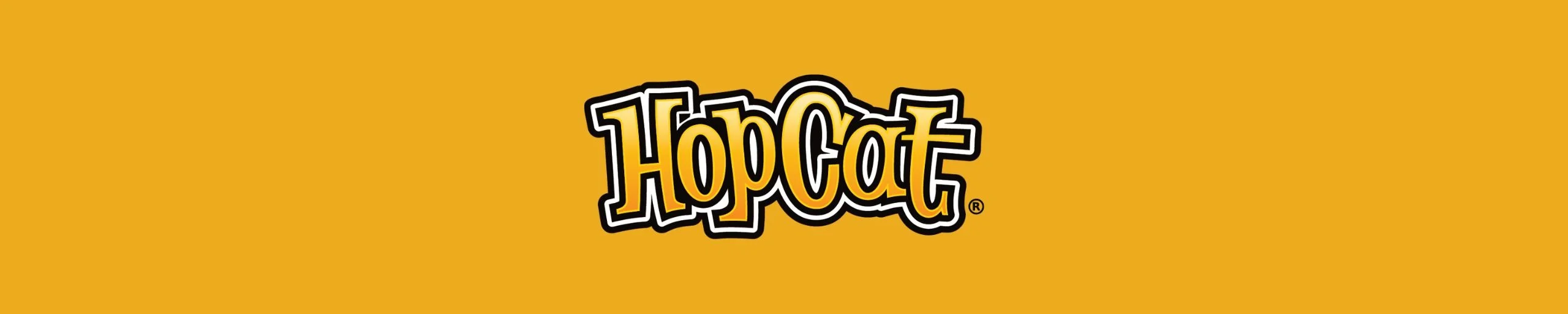 HopCat restaurant logo on a vibrant yellow background