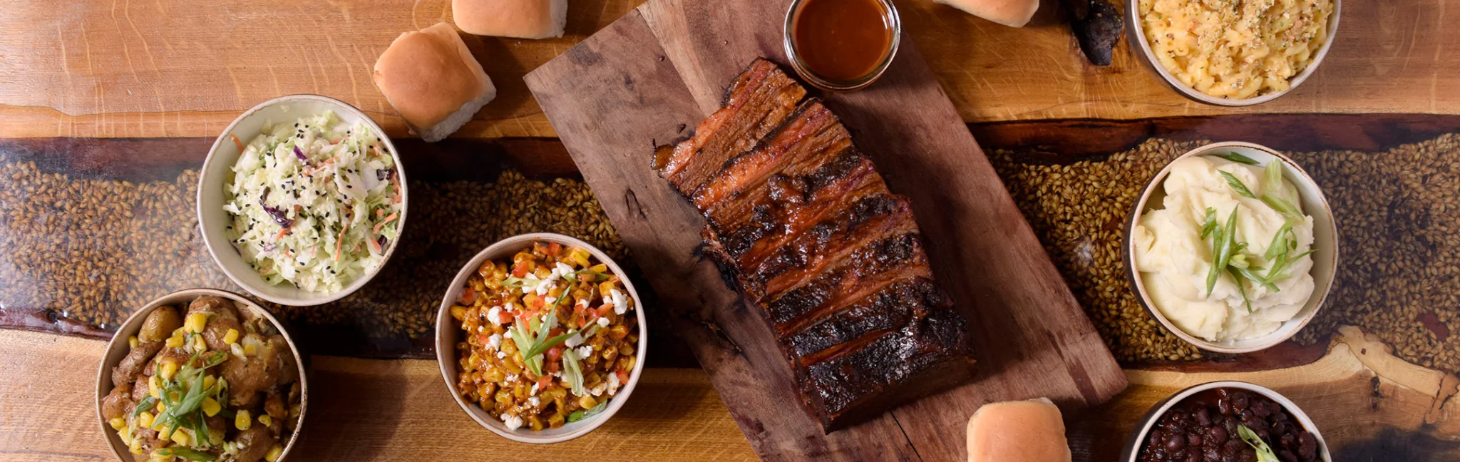 Smoked brisket platter with Southern sides
