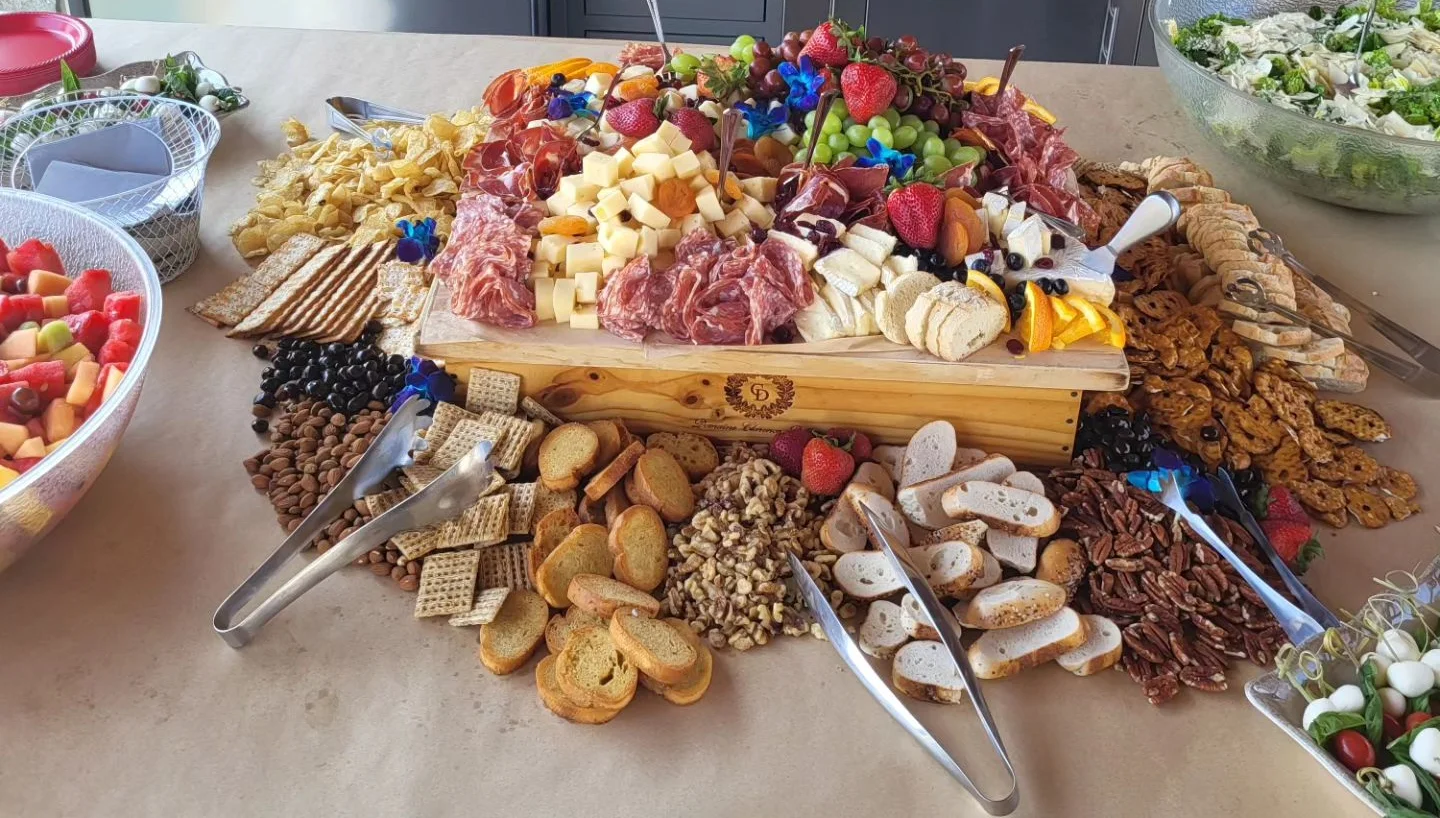 Gourmet charcuterie board with assorted meats and cheeses