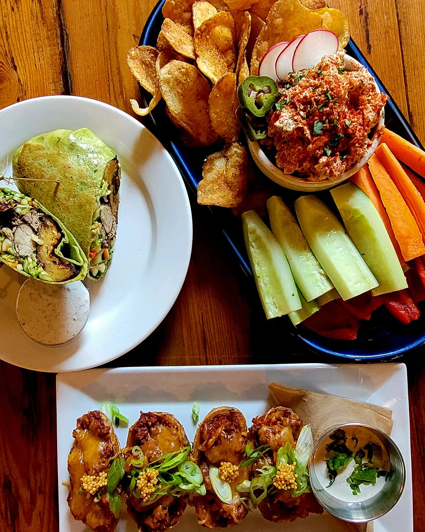 Burger, appetizers, desserts, 