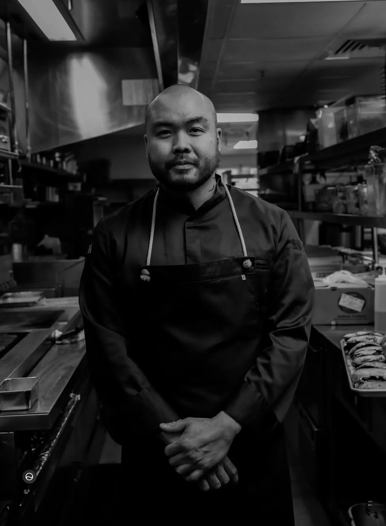 Portrait of a chef standing in a professional restaurant kitchen