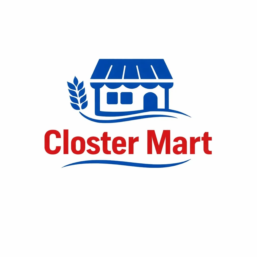 Logo of Closter Mart featuring a house and wheat symbol