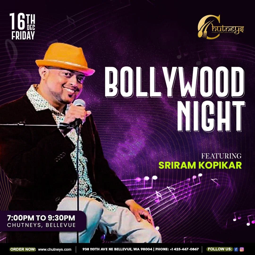 Bollywood Night event at Chutneys restaurant featuring live music performance