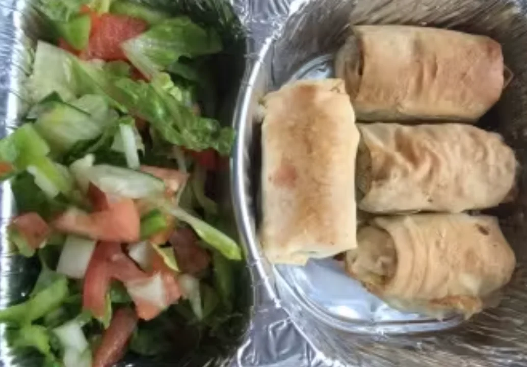 Crispy spring rolls with fresh salad on the side