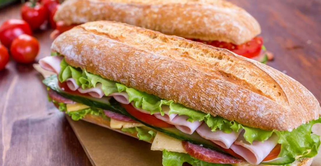 Italian sub sandwich with fresh vegetables