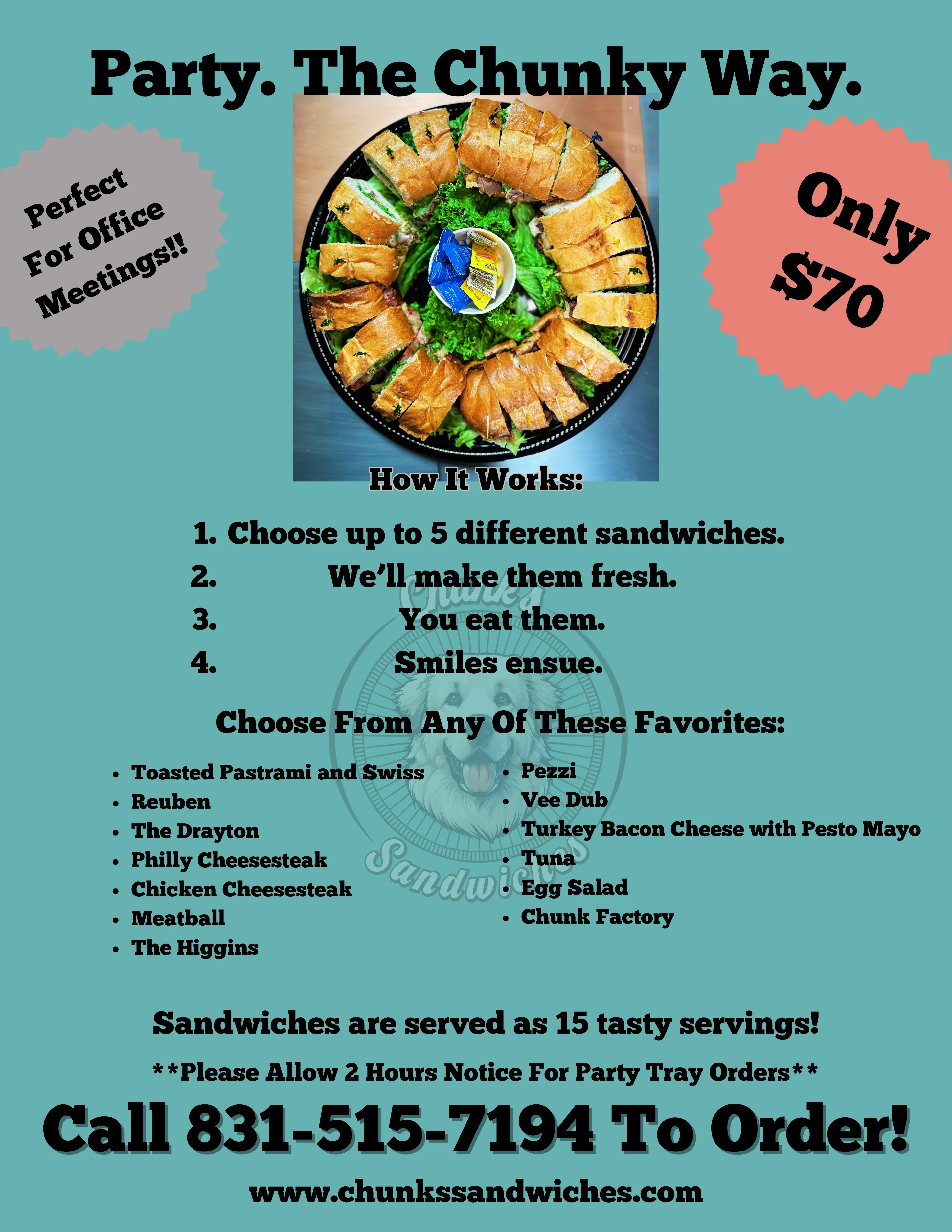 Party sandwich platter with assorted mini sandwiches