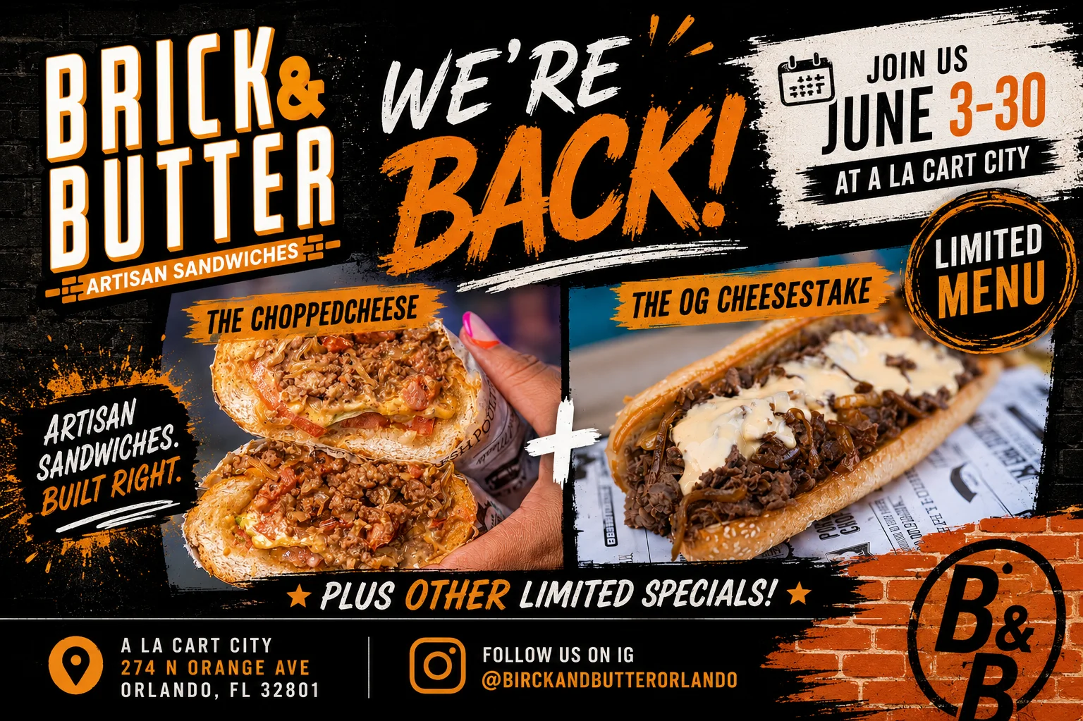 Artisan sandwiches featuring Chopped Cheese and OG Cheesesteak