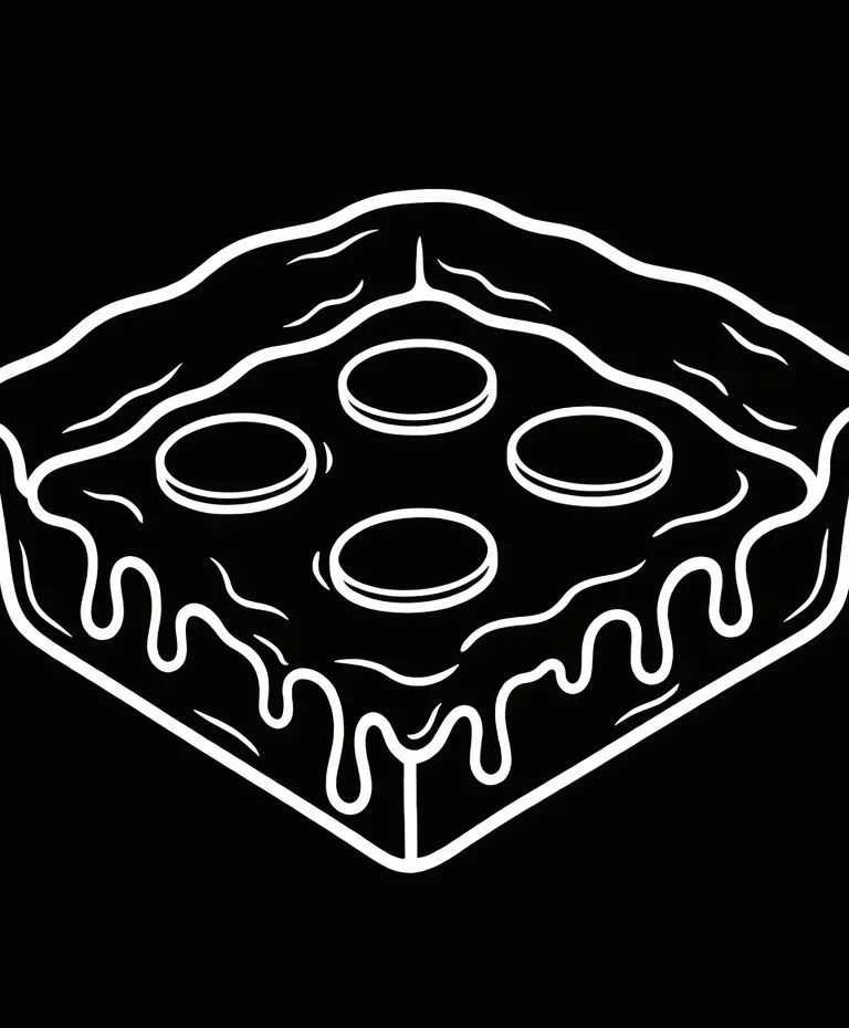 Black outline of a pizza slice on a white background
