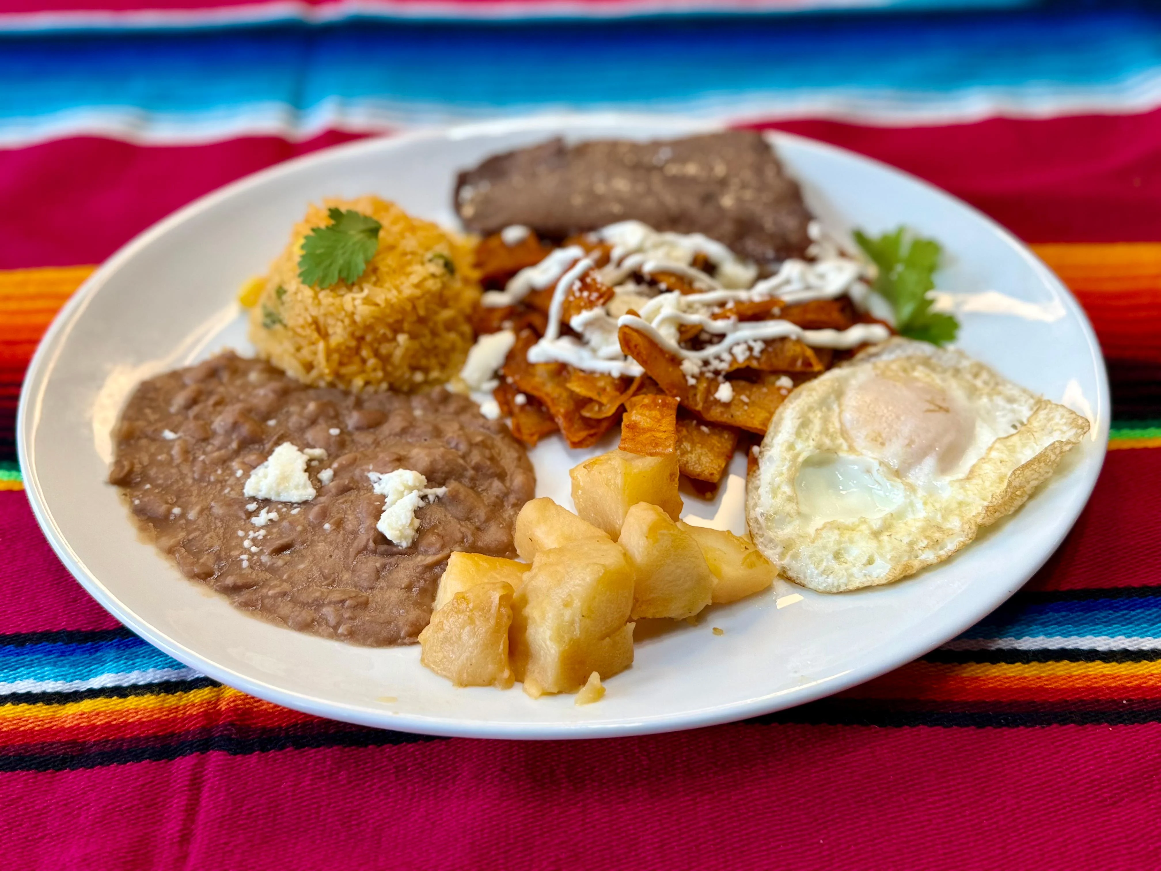 Red Chilaquiles (Optional Protein) / Chilaquiles Rojos (ProteÃna Opcional)