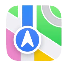Navigation app icon with colorful map elements