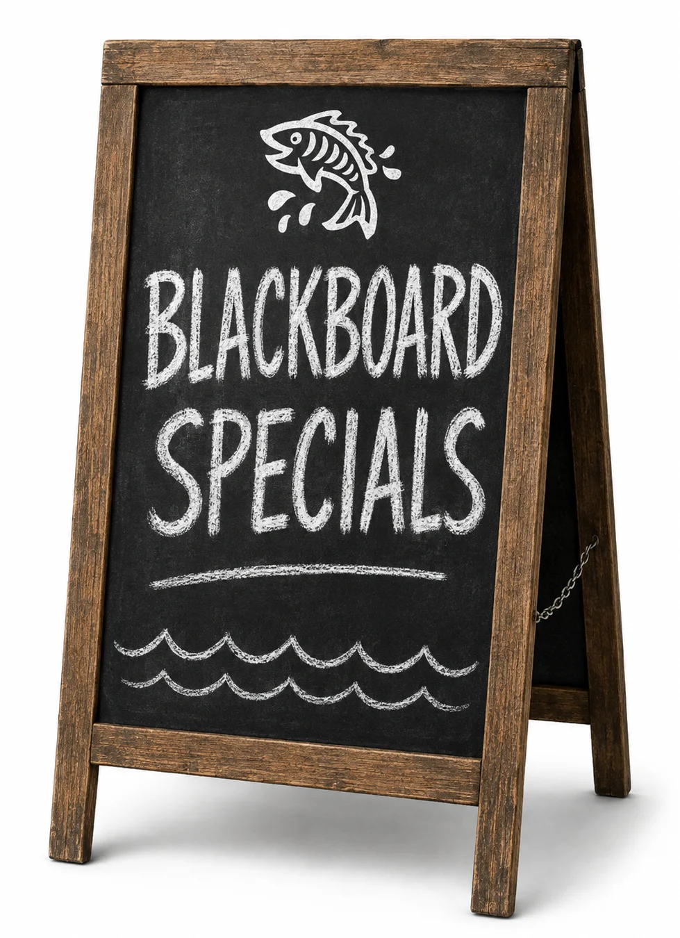 Chalkboard sign displaying daily specials at a restaurant