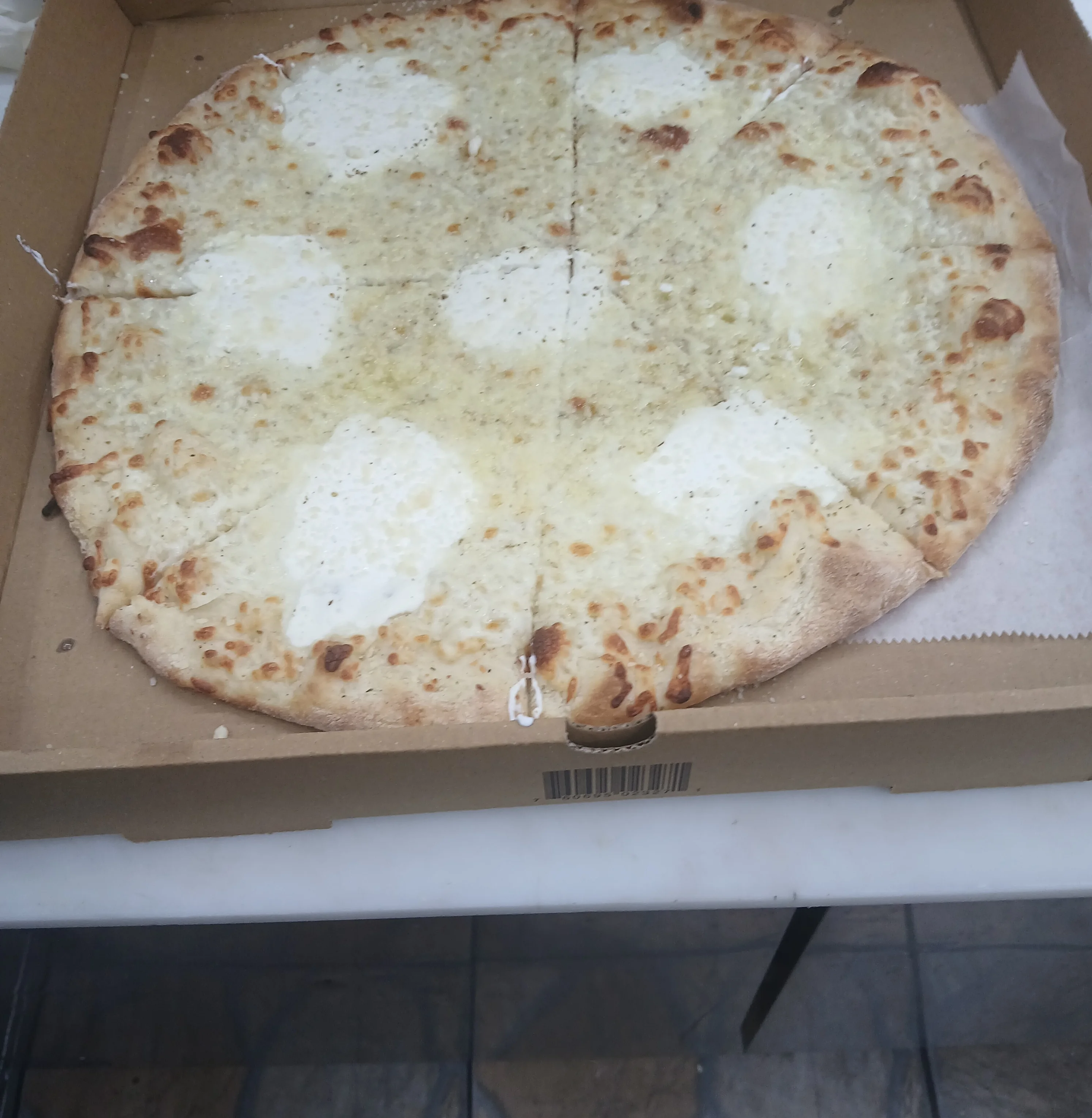 Classic white pizza with ricotta cheese