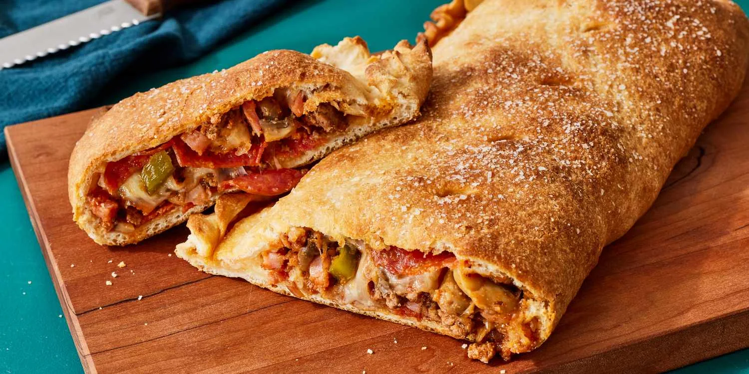 Italian calzone stuffed with meats and cheese