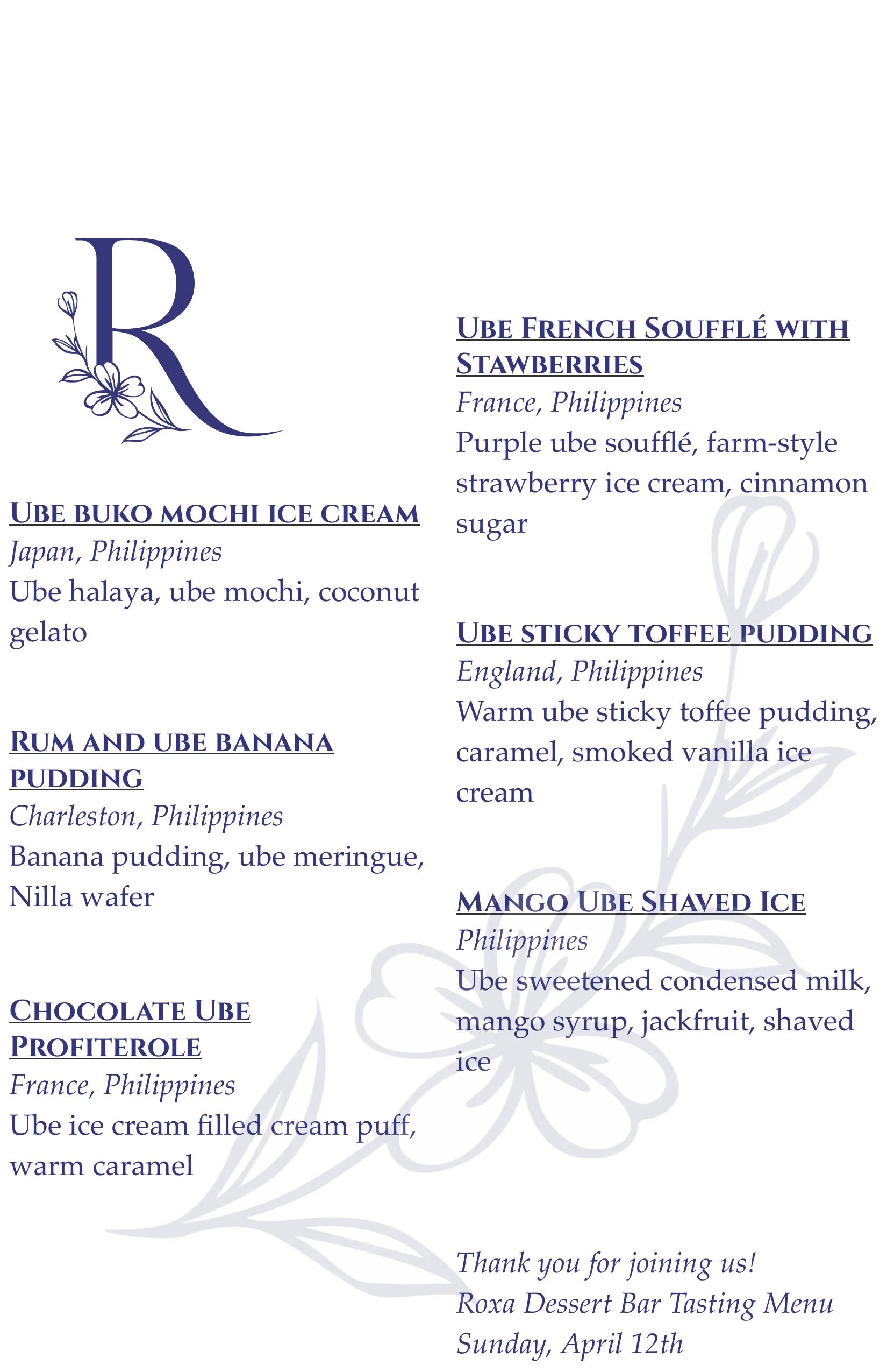 Elegant tasting menu layout featuring various gourmet dishes.