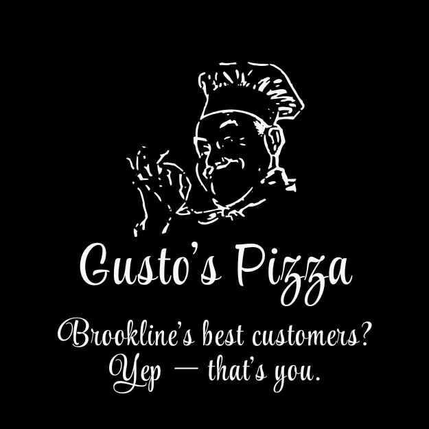 Gusto's Pizza logo featuring a cheerful chef