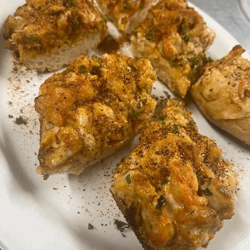 Savory shrimp toast with spices, a popular seafood appetizer