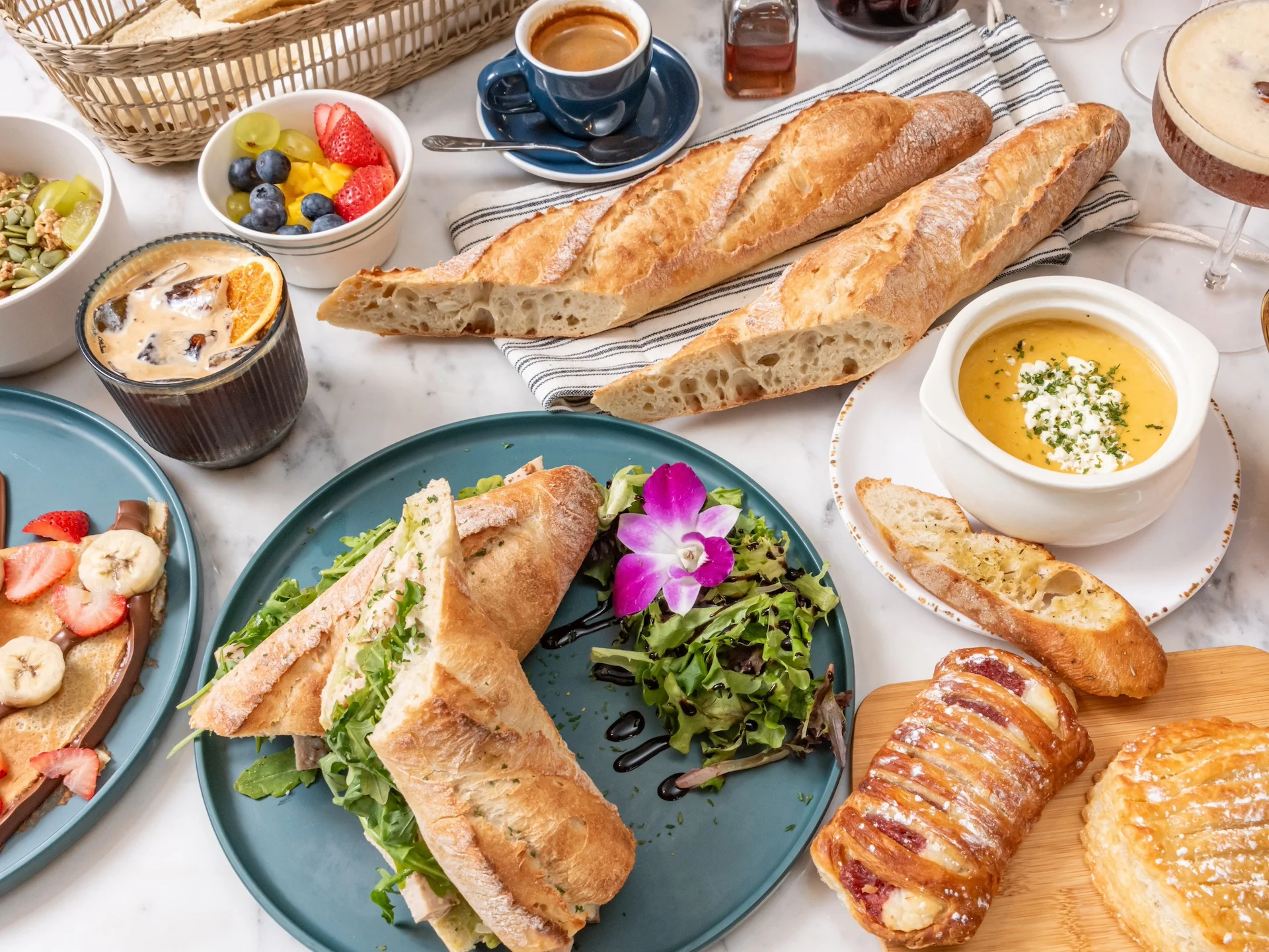 A delicious spread of food from Matines Café 