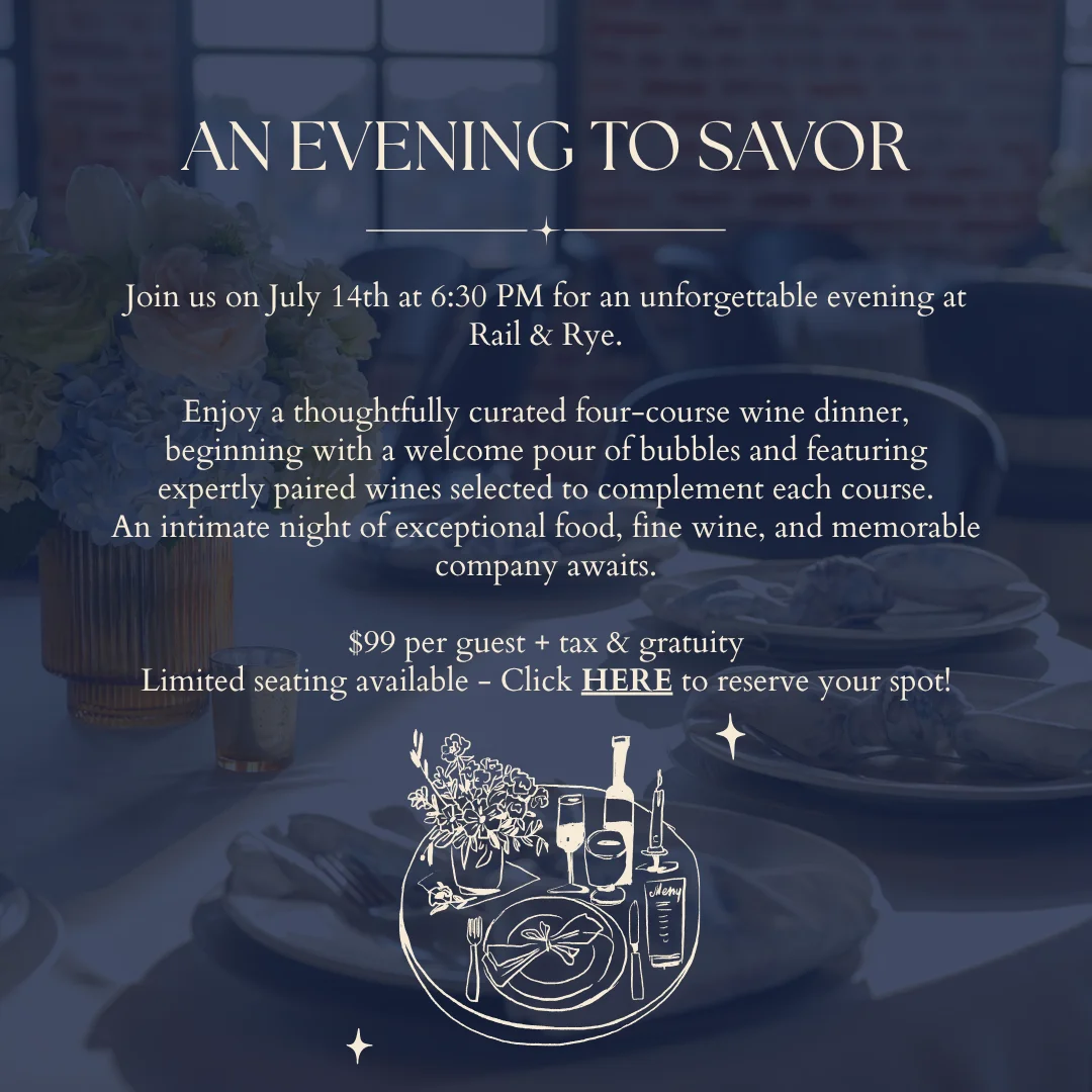 Elegant restaurant setting for a four-course wine dinner